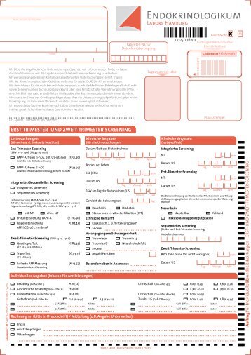 Anforderungsschein IGeL ERST-TRIMESTER ... - Endokrinologikum