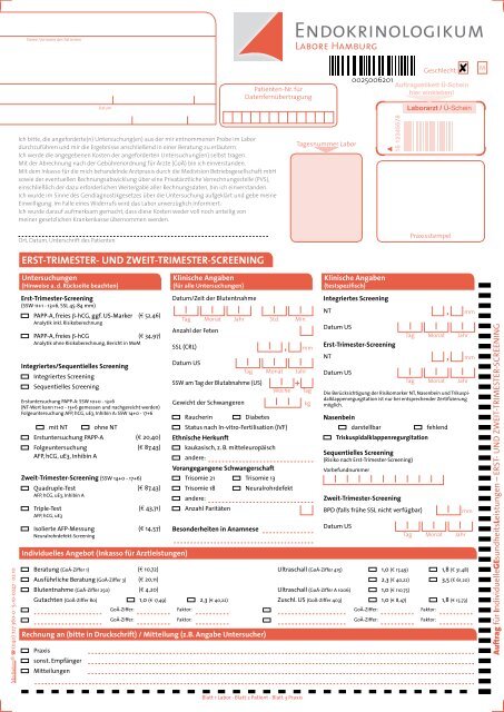 Anforderungsschein IGeL ERST-TRIMESTER ... - Endokrinologikum