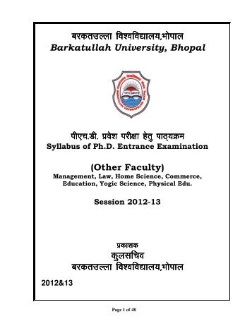 Syllabus of Ph.D. Entrance Examination - Barkatullah University ...