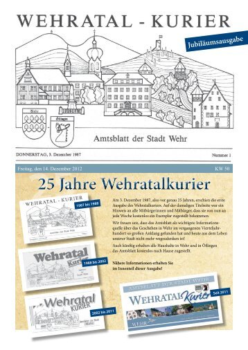 Ausgabe vom 14. Dezember 2012 - Stadt Wehr, Baden