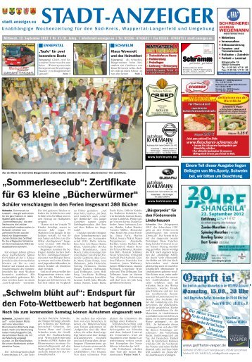 „Sommerleseclub“: Zertifikate - Stadt-Anzeigers