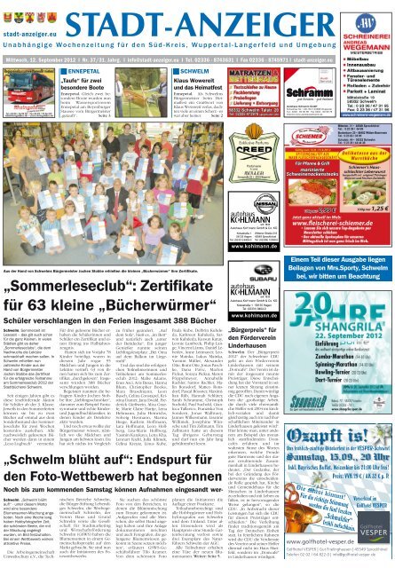 „Sommerleseclub“: Zertifikate - Stadt-Anzeigers