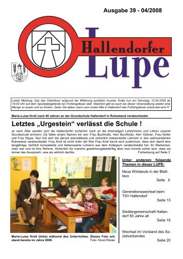 Letztes „Urgestein“ verlässt die Schule ! - SPD-Hallendorf