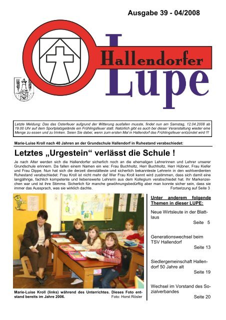 Letztes „Urgestein“ verlässt die Schule ! - SPD-Hallendorf