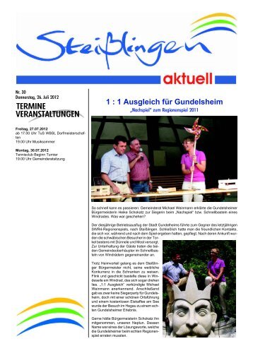 Das Amtsblatt zum Herunterladen - Steißlingen