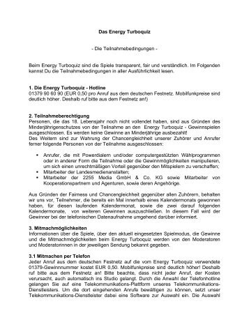 Das Energy Turboquiz - Die Teilnahmebedingungen ... - ENERGY.de