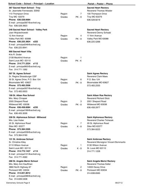 Elementary Schools - Archdiocese of St. Louis