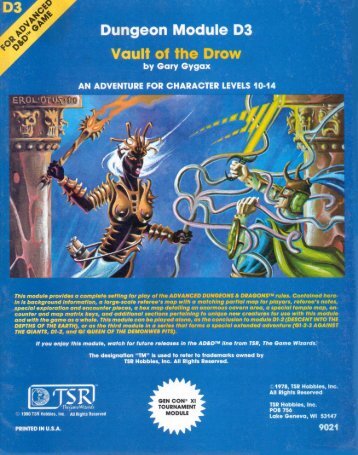 Dungeon Module D3 Vault of the Drow by - Free