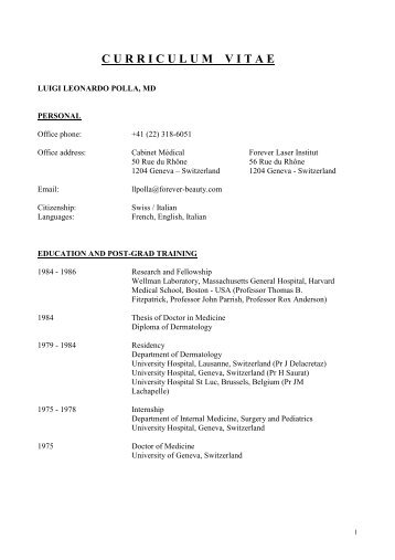 CV Dr Luigi L. Polla 2012 - Alchimie Forever