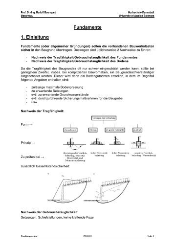 Fundamente 1. Einleitung - Prof. Dr.-Ing. Rudolf Baumgart