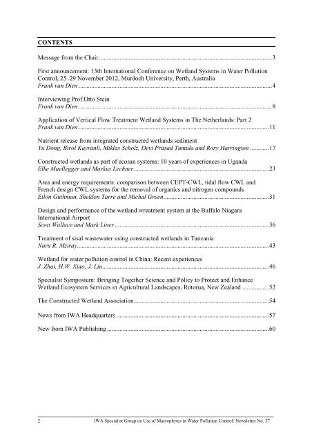 Specialist Group on Use of Macrophytes in Water Pollution ... - IWA