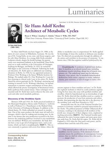 Sir Hans Adolf Krebs: Architect of Metabolic Cycles - LabMedicine