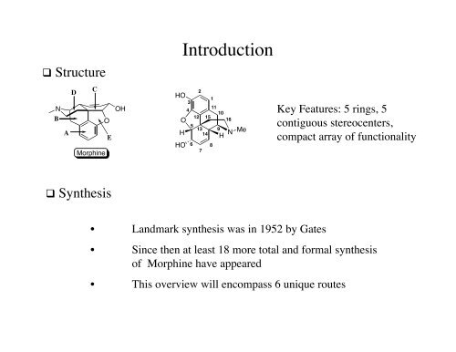 Synthesis of Morphine Alkaloids