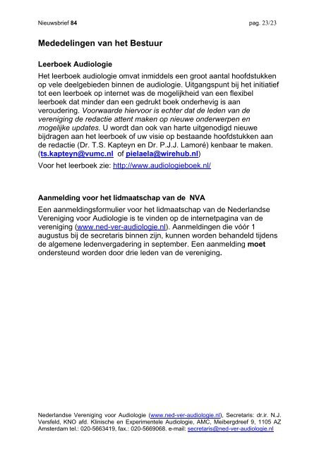 Nederlandse Vereniging voor Audiologie - Ned.Ver.Audiologie