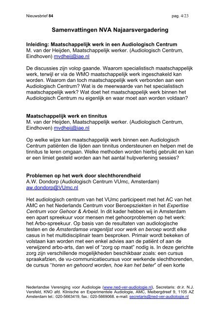 Nederlandse Vereniging voor Audiologie - Ned.Ver.Audiologie