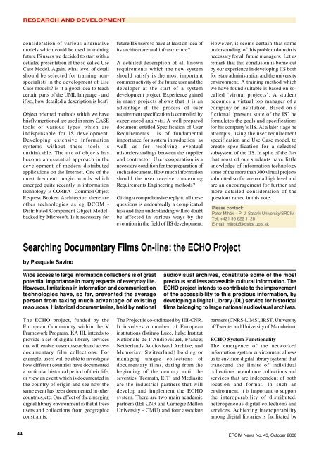 Bioinformatics Biocomputing - Ercim
