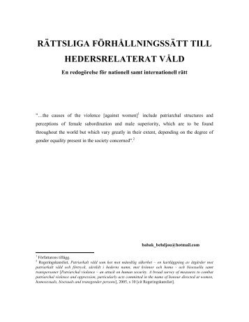 rättsliga förhållningssätt till hedersrelaterat våld - Juridicum ...