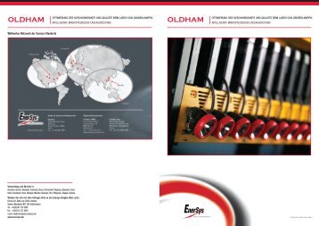 Weltweites Netzwerk der Enersys-Standorte - EnerSys-Hawker