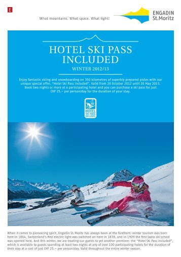 HOTEL SKI PASS INCLUDED - Engadin St. Moritz