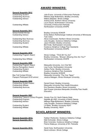 General Assembly Award Winners and Scholarship Recipients