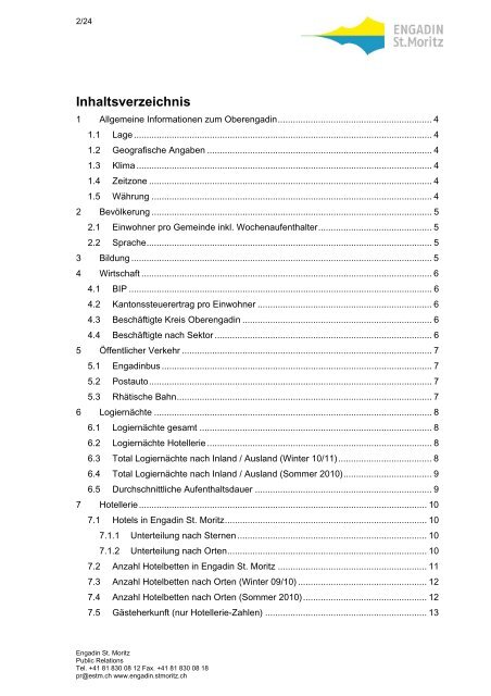 Engadin St. Moritz Facts & Figures Deutsch