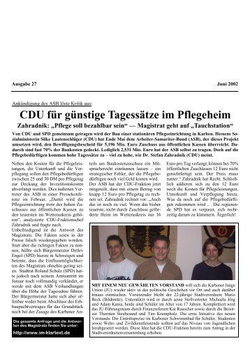 Ausgabe 27 - Im Klartext - Die Zeitung des CDU-Stadtverbandes ...