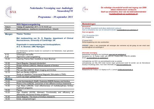 Nederlandse Vereniging Voor Audiologie Nieuwsbrief 95 - Ned.Ver ...