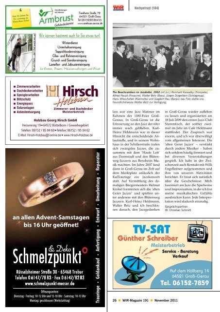 0 61 52 - 5 44 93 oder: 01 72 - Das WIR-Magazin im Gerauer Land