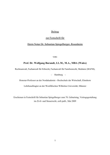 Beitrag zur Festschrift für Herrn Notar Dr. Sebastian ... - Nordakademie