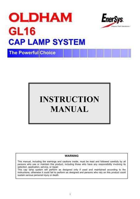 INSTRUCTION MANUAL - EnerSys-Hawker