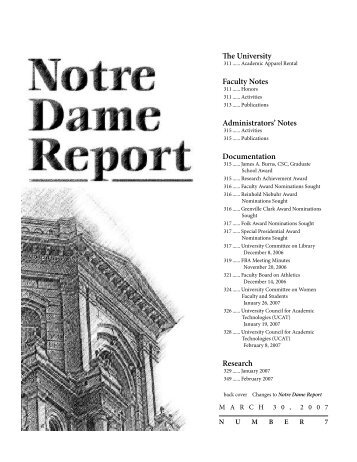 ND Report # 7 - Notre Dame - University of Notre Dame