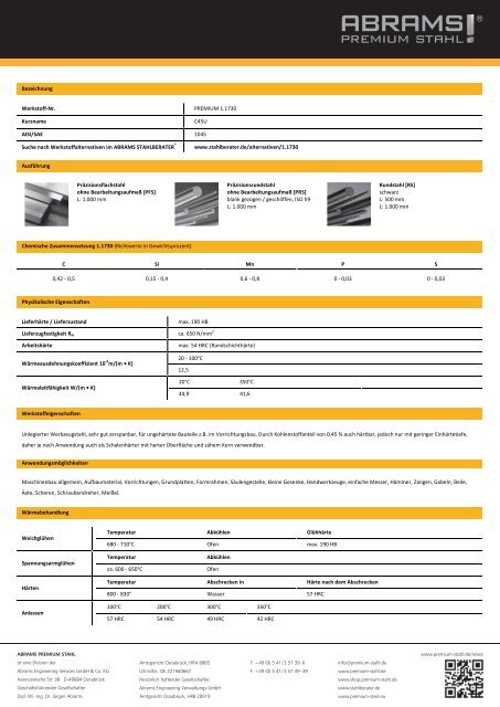 1.1730 - Abrams Premium Stahl