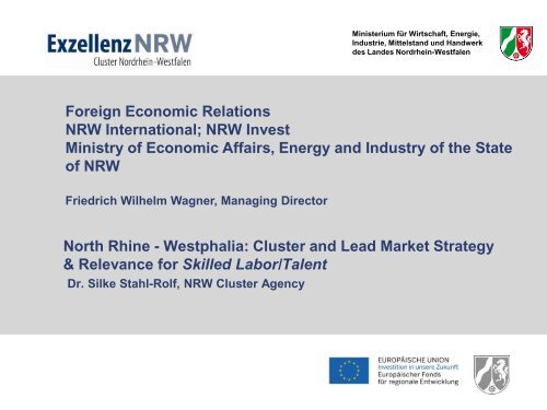 Cluster Policy in North Rhine-Westphalia – Dr. Silke Stahl-Rolf ...