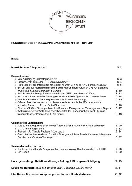 Heft 1/11 - Konvent Evangelischer Theologinnen