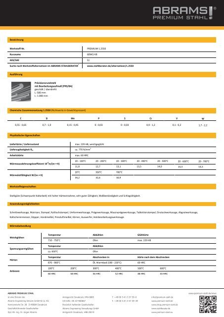 1.2550 - Abrams Premium Stahl