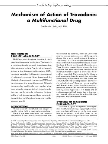 Mechanism of Action of Trazodone: a ... - CNS Spectrums