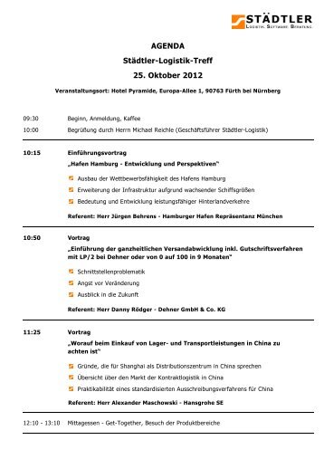 Agenda Logistik-Treff 2012 - Städtler-Logistik