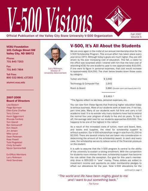 v-500 visions 11-07.indd - Valley City State University