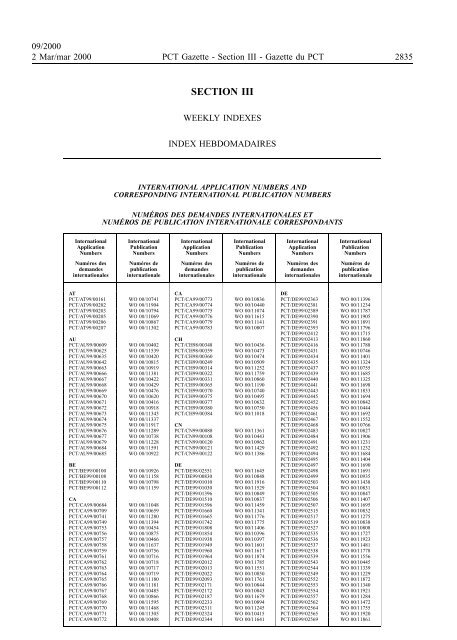 PCT/2000/9 : PCT Gazette, Weekly Issue No. 9, 2000 - WIPO