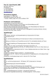Prof.Dr. Prechtl - Lebenslauf aktuell 2009 - Bartberg Hotelbetriebs
