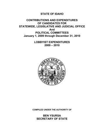 state of idaho contributions and expenditures - Idaho Secretary of ...