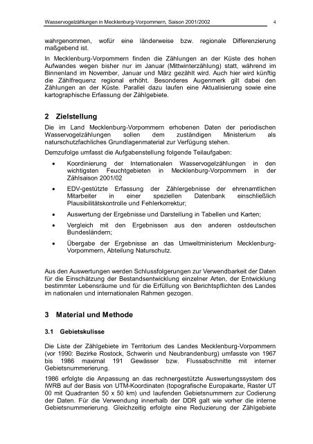 Bericht Wasservogelzählung Mecklenburg-Vorpommern 2001/2002