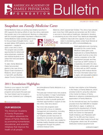 Snapshot on Family Medicine Cares - American Academy of Family ...
