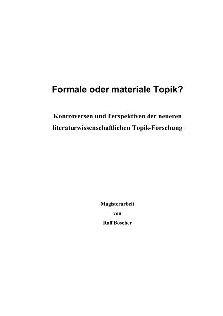 Formale oder materiale Topik? - KOPS - Universität Konstanz