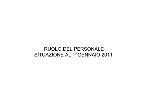 RUOLO DEL PERSONALE SITUAZIONE AL 1° GENNAIO 2011 - Enit
