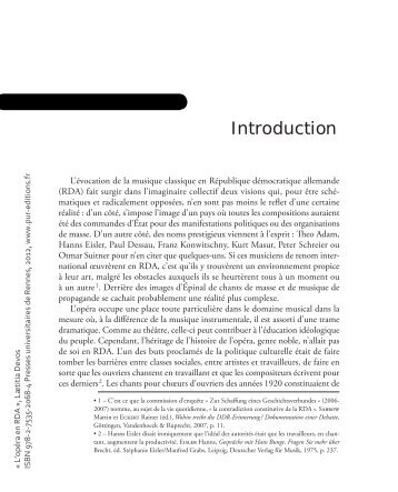 introduction L'opéra en RDA - Presses Universitaires de Rennes
