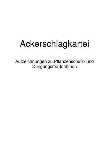 Aufzeichnungen zu Pflanzenschutz - SLK