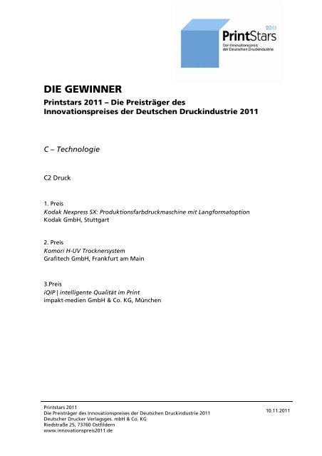 Die Gewinner - Innovationspreis der Deutschen Druckindustrie