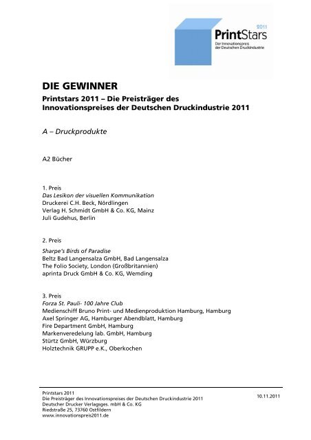 Die Gewinner - Innovationspreis der Deutschen Druckindustrie