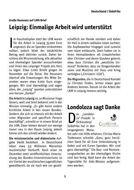 Missionsblatt 1+2 08 - Lutherische Kirchenmission Bleckmar